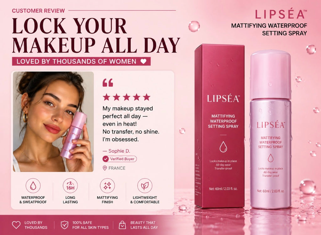 Lipséa™ Setting Spray Matifiant | Fixe Ton Maquillage Toute la Journée ✨