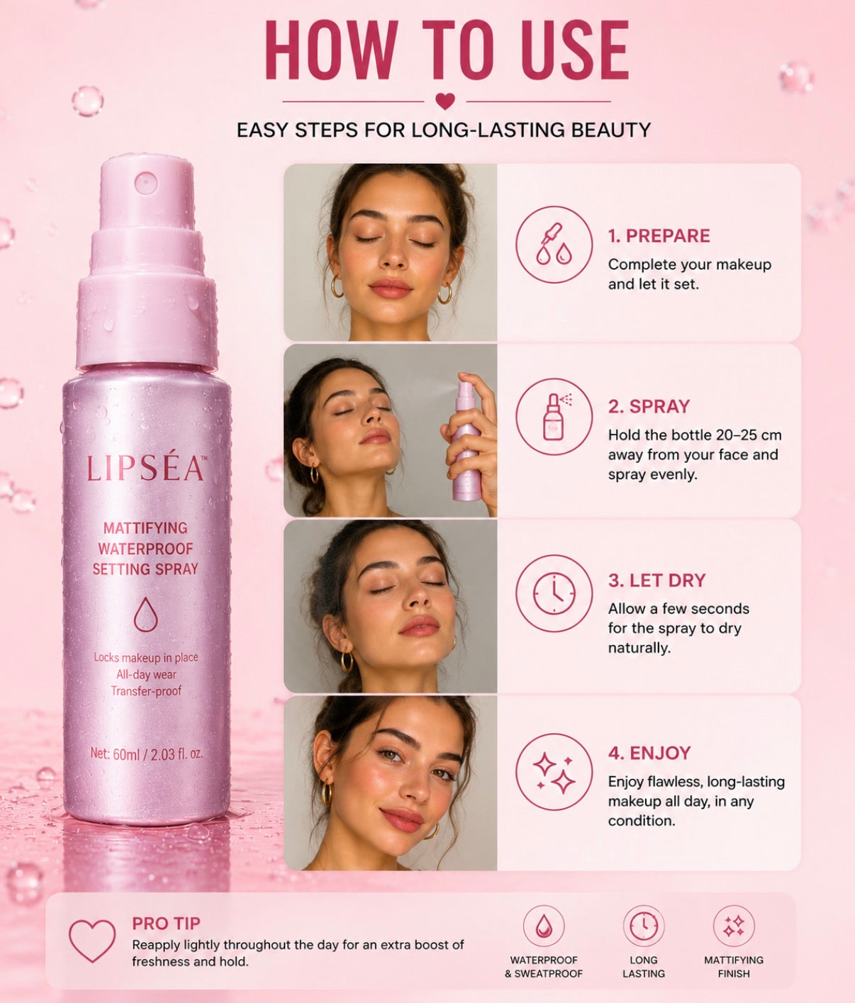 Lipséa™ Setting Spray Matifiant | Fixe Ton Maquillage Toute la Journée ✨